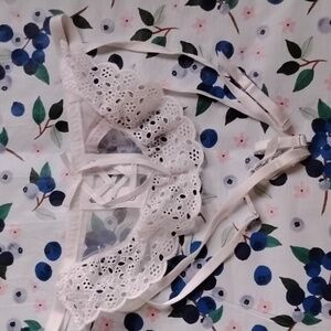 Victoria Secret Garter Belt Lingerie Apron White Eyelet Sheer Lace Dream XS/S